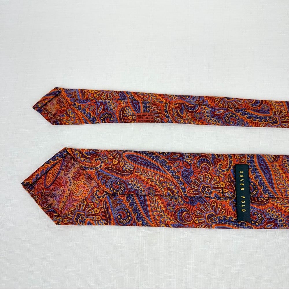 Robert Talbott Seven Fold Limited Edition 2/40 Hand Sewn Paisley Print Silk Tie - Picture 8 of 13